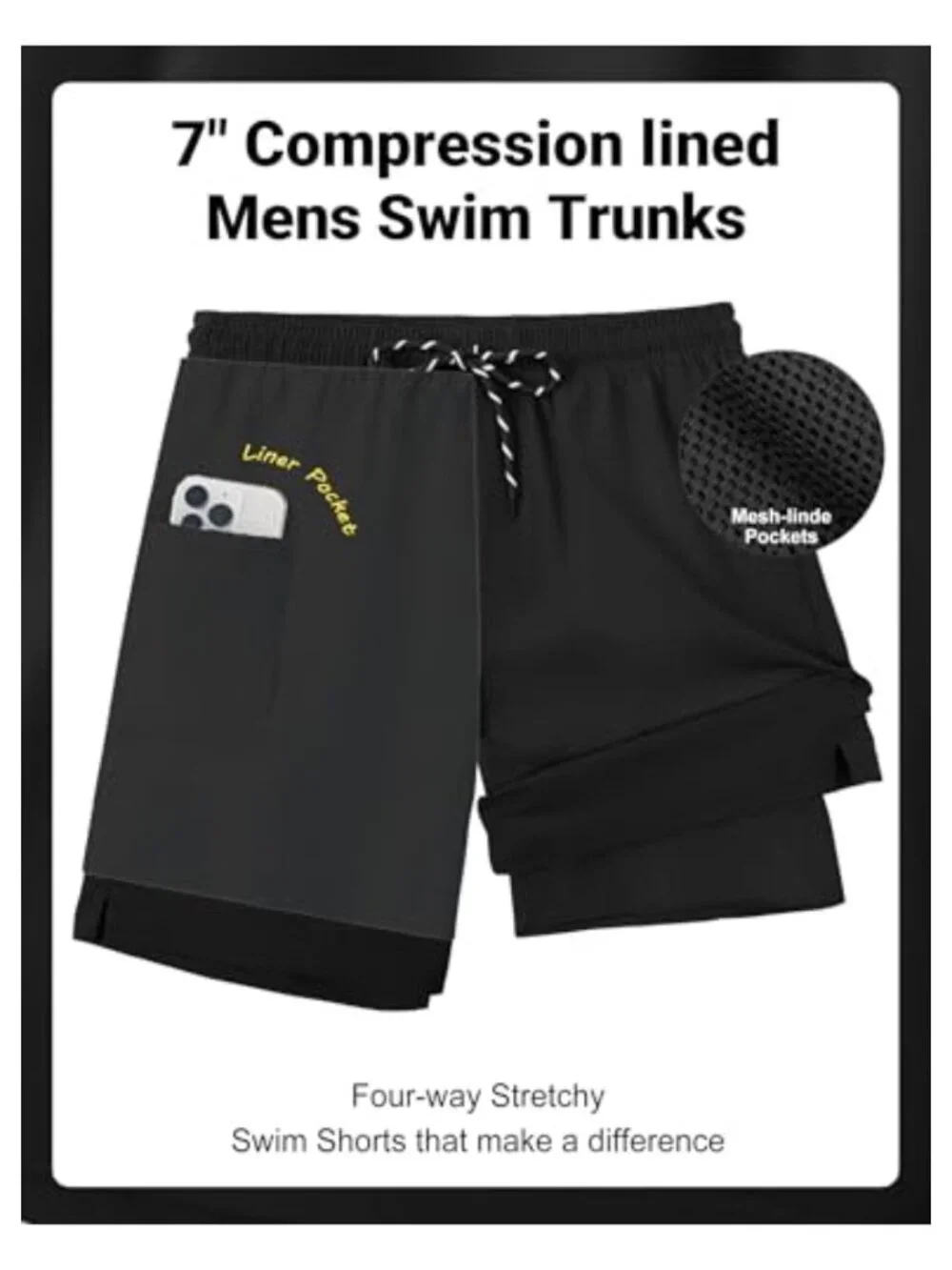 Men's 2 in 1 Quick Dry Swim Trunks 7